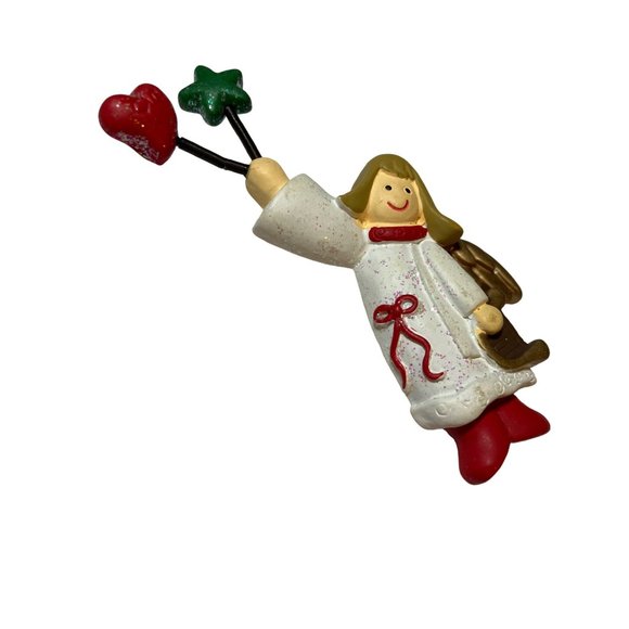 Vintage Resin Glitter Whimsical Angel Pin Brooch - Picture 8 of 8